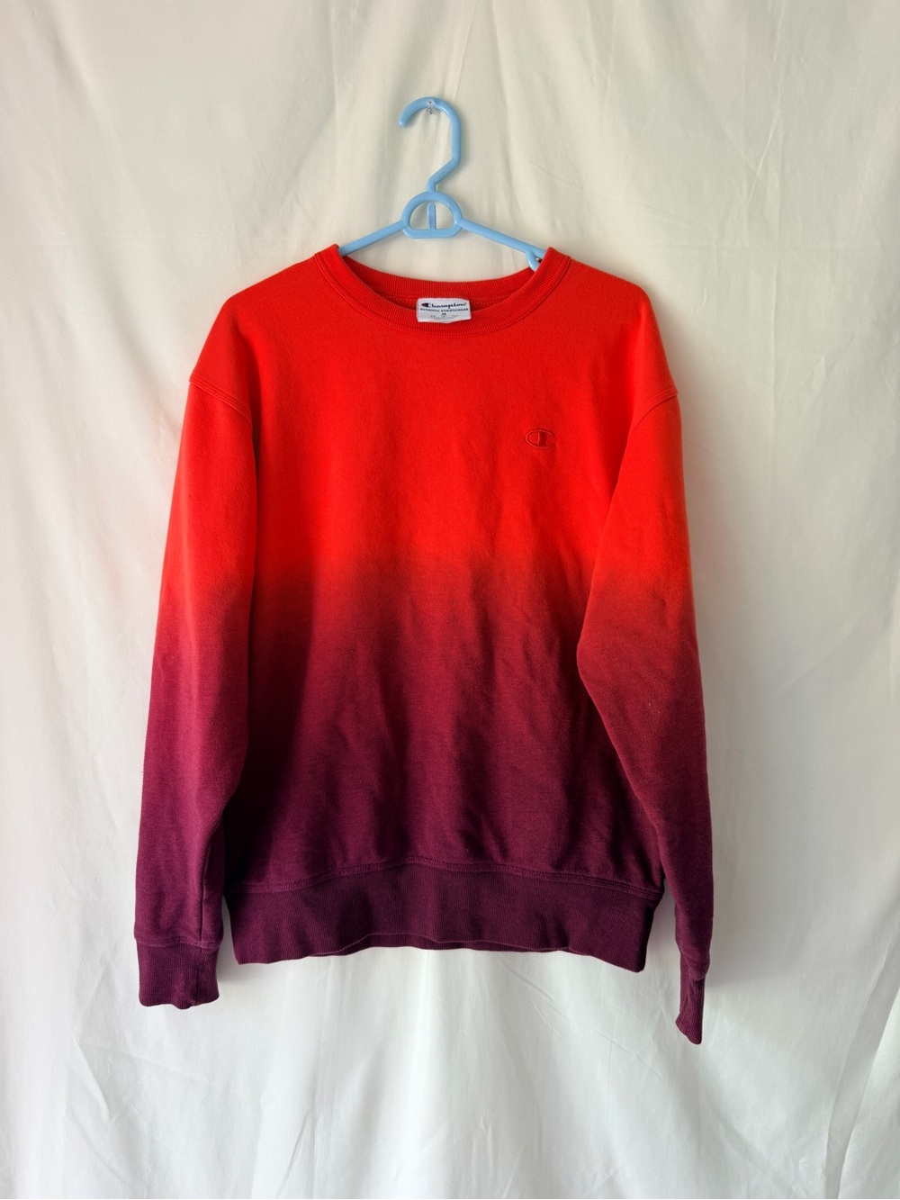 Champion Men’s Red to Burgundy Ombre Crewneck Sweatshirt